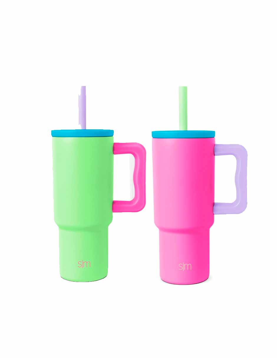 Simple Modern Vaso para niños de 24 onzas con asa y tapa de popote de silicona (variedad)