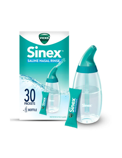 Vicks Enjuague Nasal Salino Sinex botellas y 30 unidades solución salina