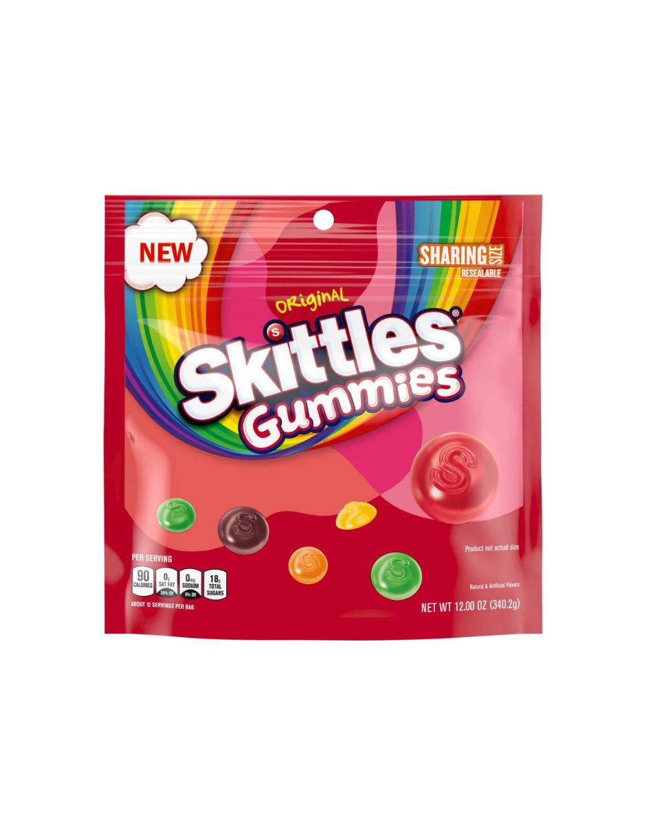 Skittles gummies sharing size