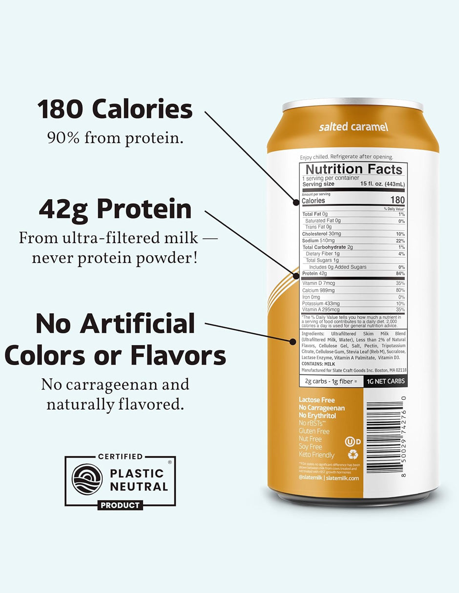 Batido lácteo Slate ultra proteico sabor caramelo salado 12 pack