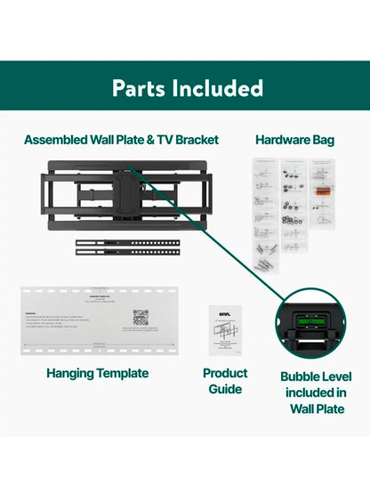 onn Soporte de Pared para TV de Movimiento Completo para TVs de 50" a 86", Inclinación de hasta 15 grados