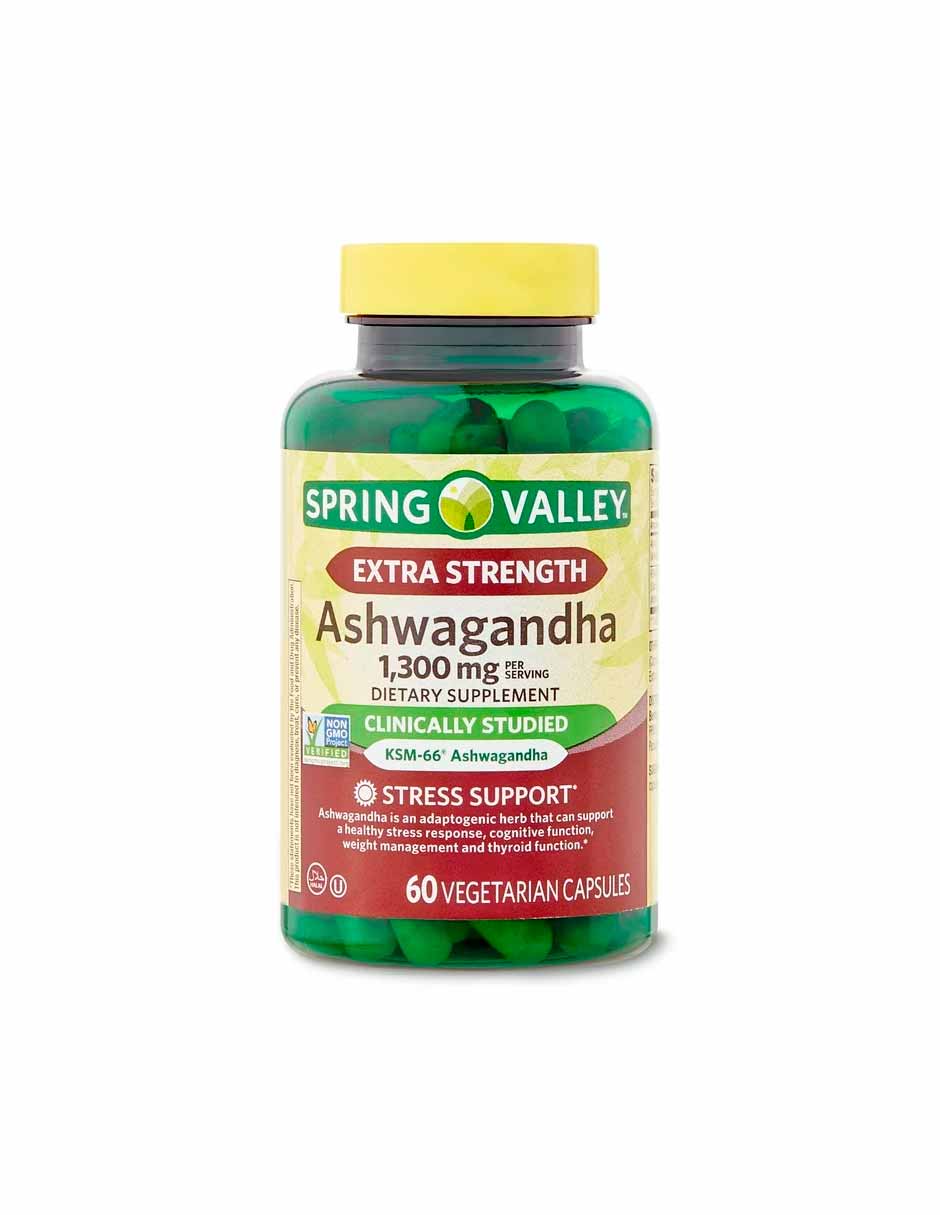 Spring Valley Extra Strength Ashwagandha Suplemento 1300 mg, 60 vcaps