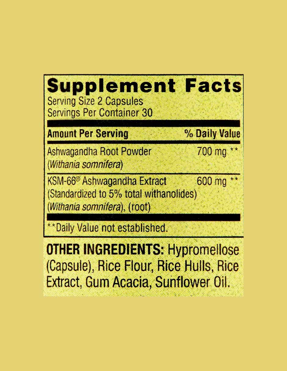 Spring Valley Extra Strength Ashwagandha Suplemento 1300 mg, 60 vcaps