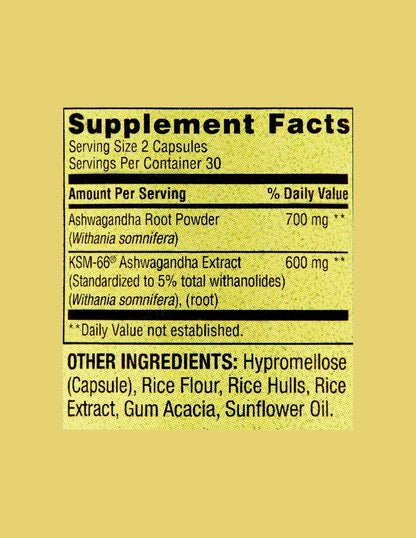 Spring Valley Extra Strength Ashwagandha Suplemento 1300 mg, 60 vcaps