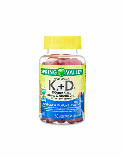 Spring Valley K2 y D3 gomitas 50 mcg (2000 UI), 60 unidades