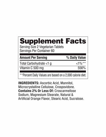 Spring Valley vitamina C disolución rápida 500 mg, 120 tabletas