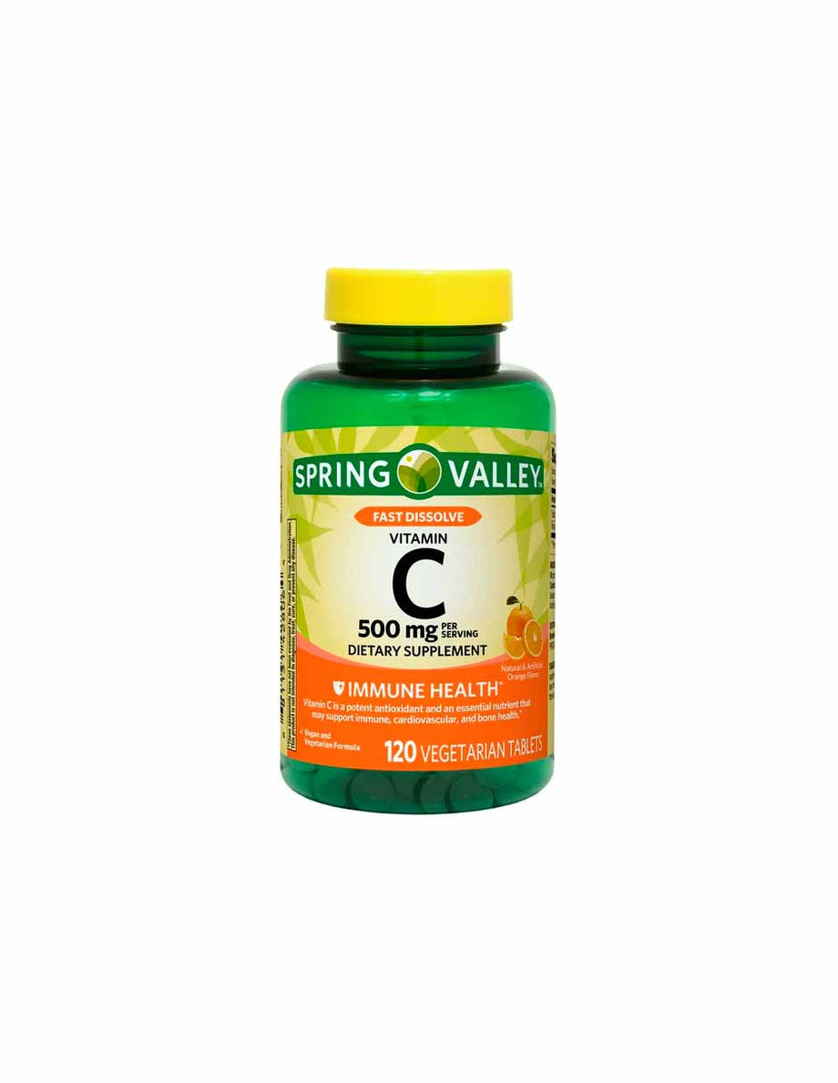 Spring Valley vitamina C disolución rápida 500 mg, 120 tabletas – Dulce  Alcance