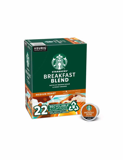 Starbucks Breakfast Blend Medium Roast cápsulas Keurig K-Cup, 22 pods