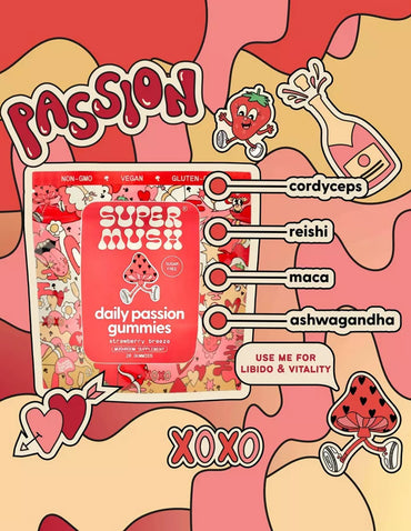 Suplemento SuperMush Daily Passion Vitalidad, Energía y Líbido 28 gomitas