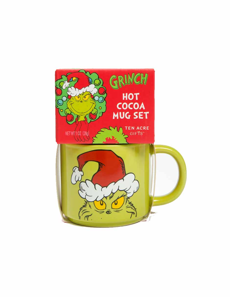 Set navideño de taza y chocolate caliente The Grinch