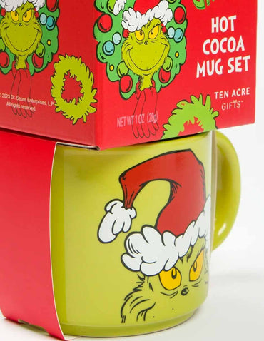 Set navideño de taza y chocolate caliente The Grinch
