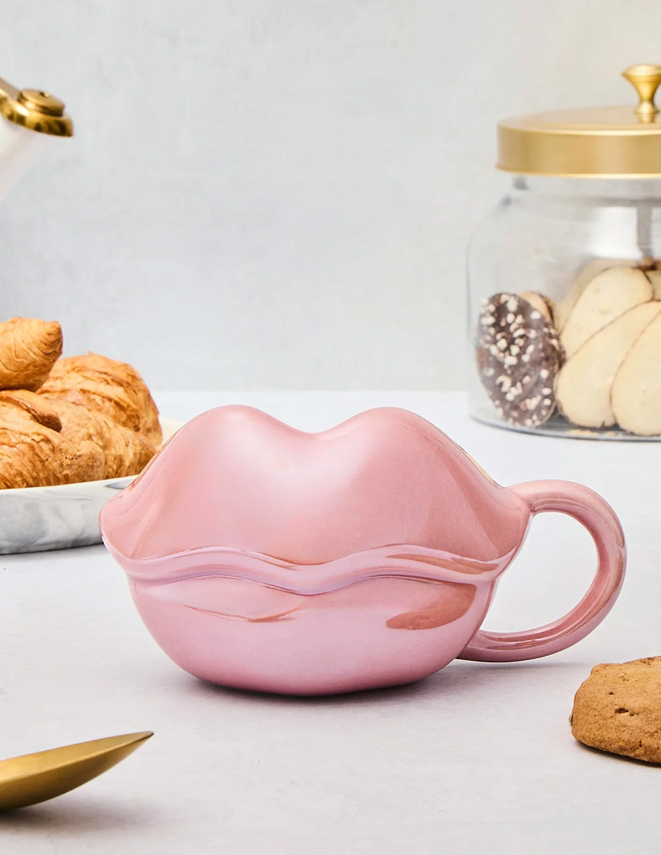 Taza de Cerámica Esculpida Bratz Lips Rosa Perlada 348ml