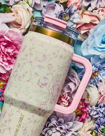 Vaso Acero Inoxidable Thyme & Table Diseño Floral 940 ml