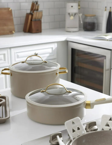 Batería de Cocina 12 Piezas Thyme & Table Granito Dorado