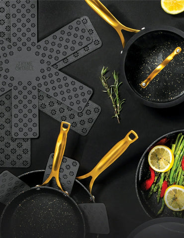 Thyme & Table Juego de Cocina Antiadherente 12 Piezas Negro