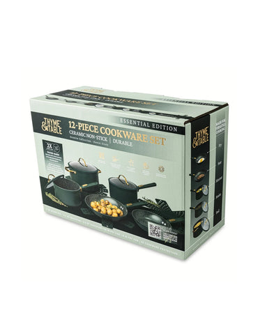 Thyme & Table set sartenes antiadherentes de granito de 12 piezas, verde