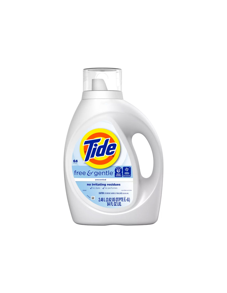 Tide Free & Gentle Detergente líquido para ropa 2.48L
