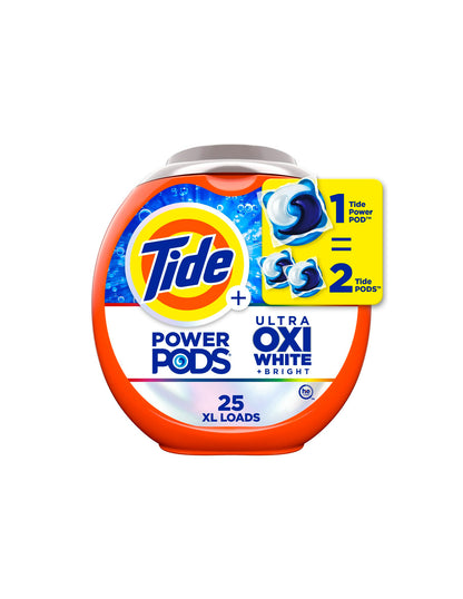 Tide Power PODS Plus Uira OXI Blanco y Brillante, 25 Unidades