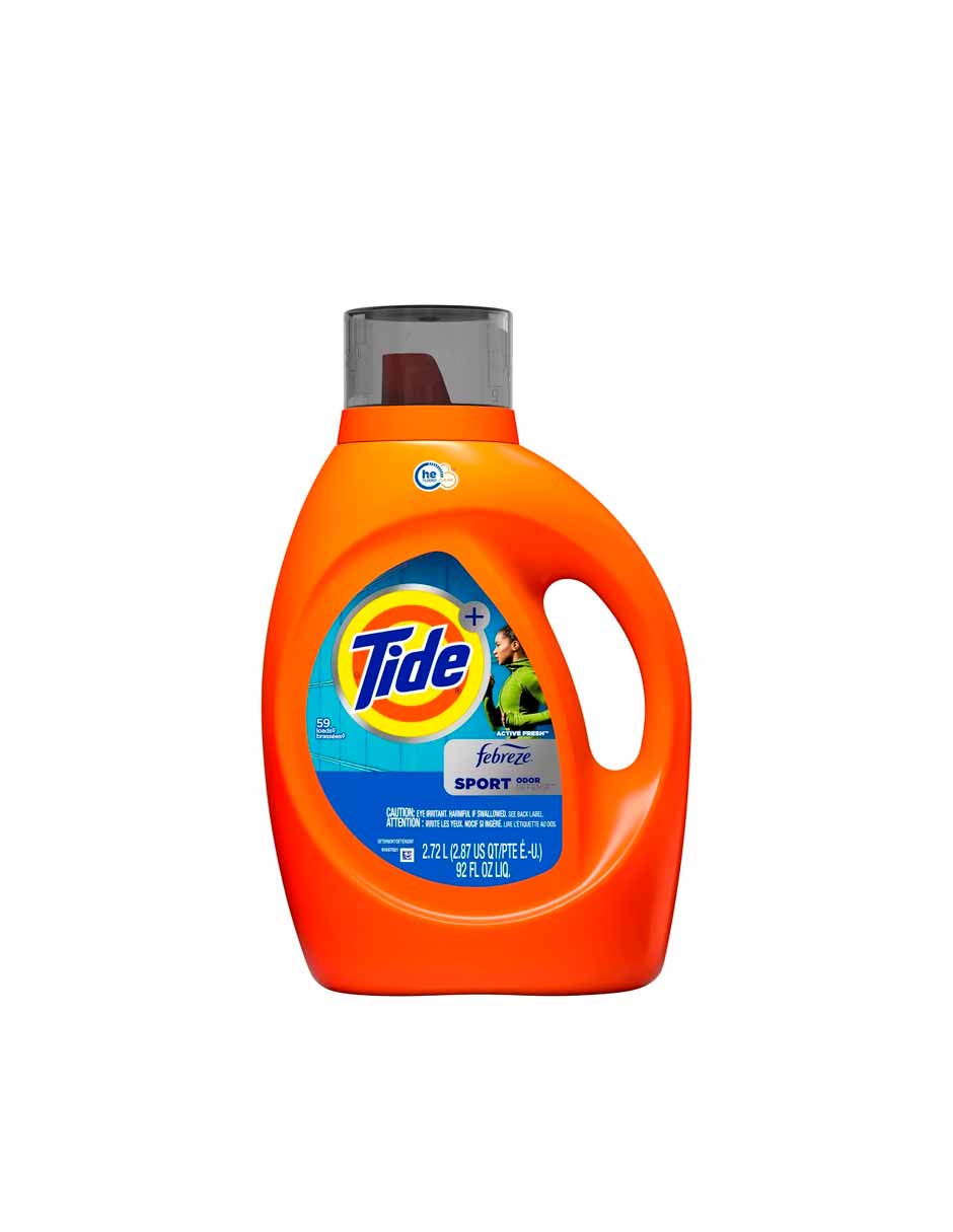 Tide Plus Febreze Sport Active Fresh Detergente líquido de alta eficiencia 2.72 Lt