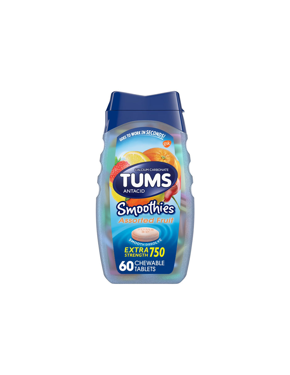 Tums Smoothies Surtido de frutas Extra fuertes 60 tabletas