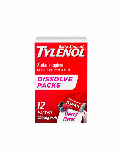 Tylenol Extra Strength para disolver, sabor a moras 12 unidades