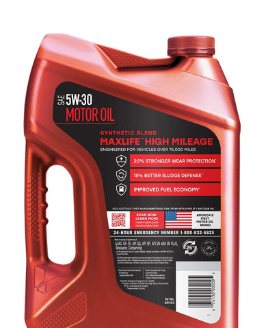 Aceite de motor 5W-30 alto kilometraje mezcla sintética Valvoline 4.73L