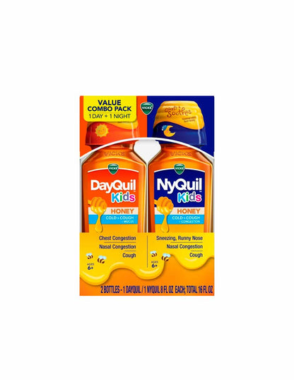 Vicks DayQuil y NyQuil para niños jarabe líquido para aliviar el resfriado y la tos pack 2