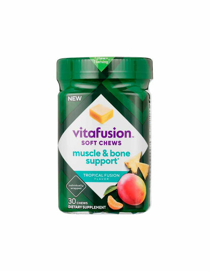 Vitafusion para reforzar músculos y huesos 2,000 IU vitamina D, sabor Tropical , 30 masticables