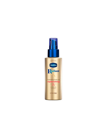 Vaseline Radiant X Aceite corporal hidratante reponedor, con 1% de lípidos, aceite de jojoba, aceite de coco y vitamina E 109ml