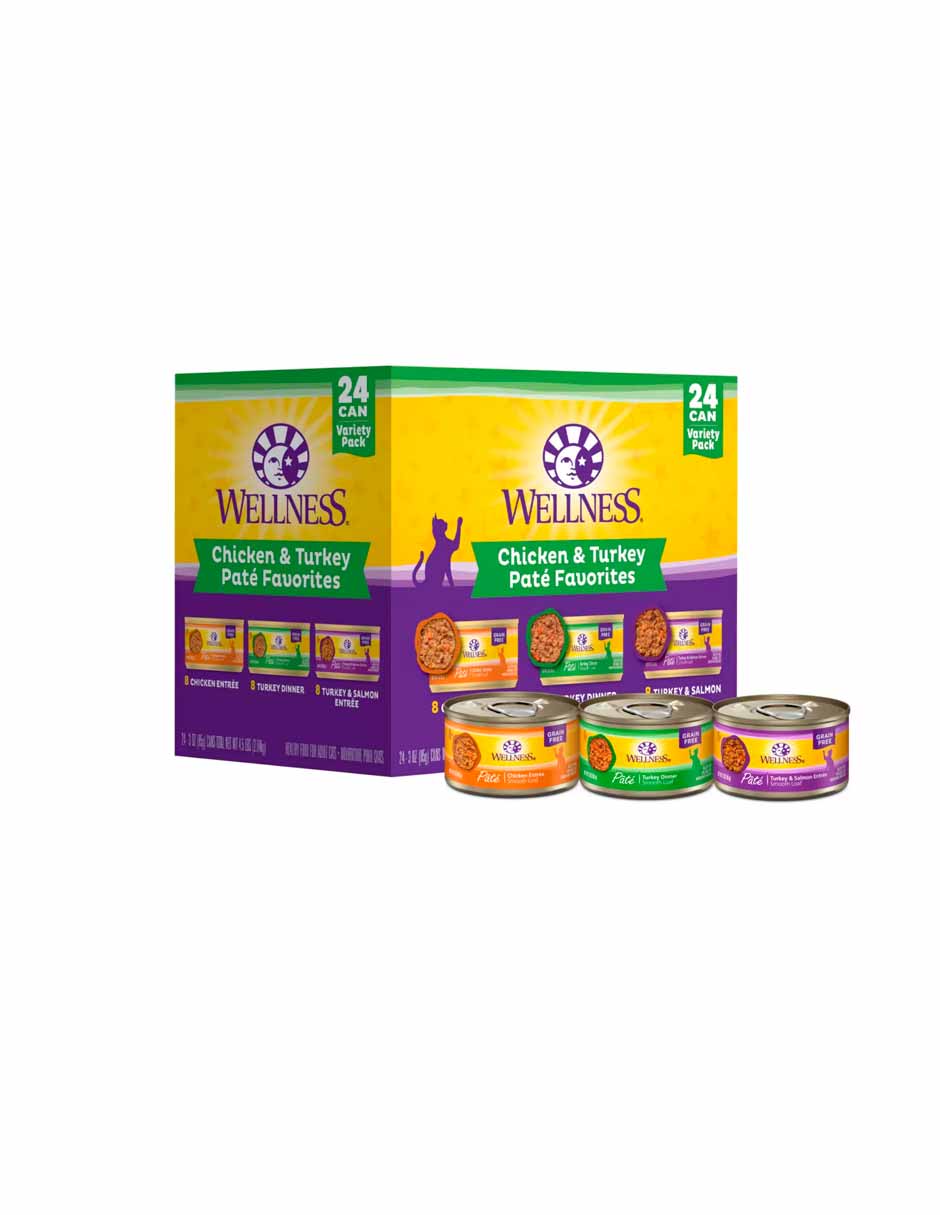 Wellness Complete Health comida húmeda en paté para gatos, pollo y pavo 24 unidades