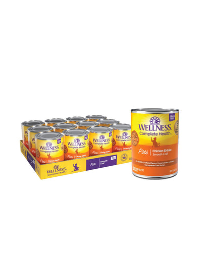 Alimento húmedo para gato Wellness sabor pollo en paté, sin granos 12 latas