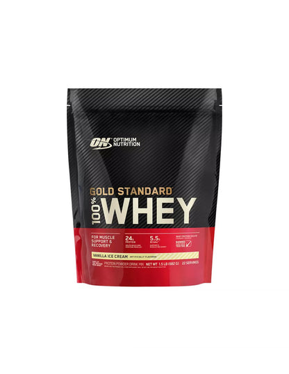 Optimum Nutrition Gold Standard 100 % proteína de suero en polvo - Helado de vainilla 682gr