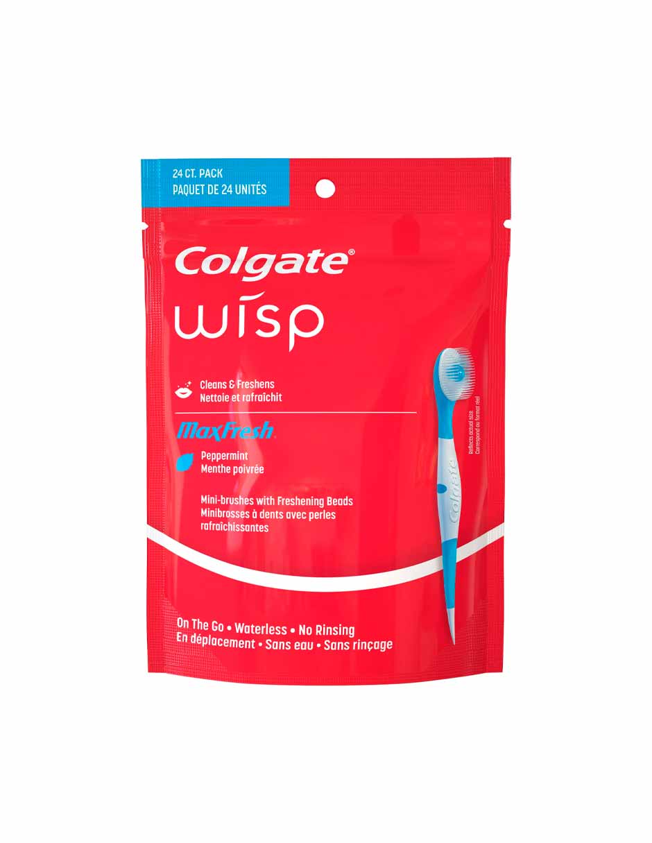 Mini cepillo de dientes desechable Colgate Max Fresh Wisp, menta, 24 unidades