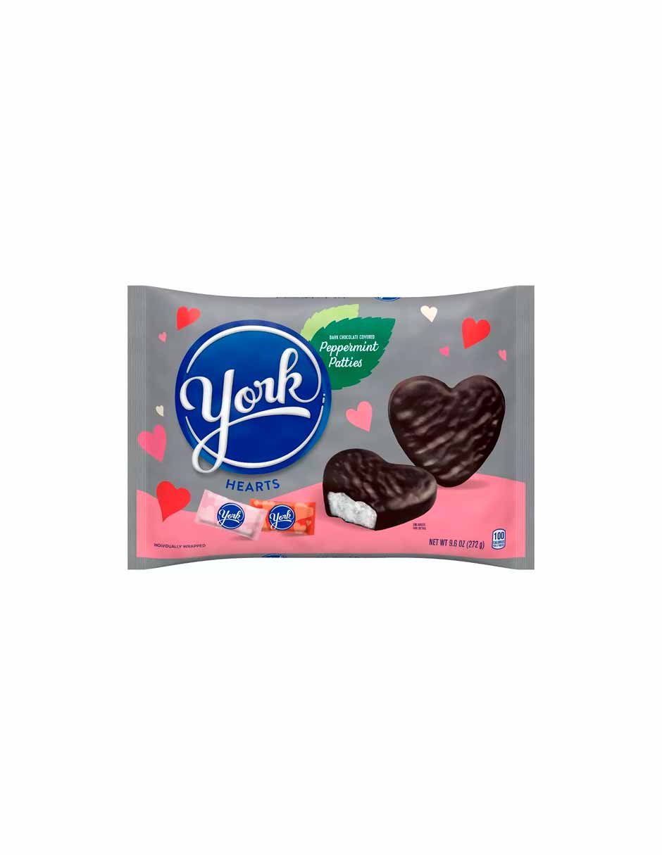 York Corazones miniatura chocolate amargo relleno de menta 272gr