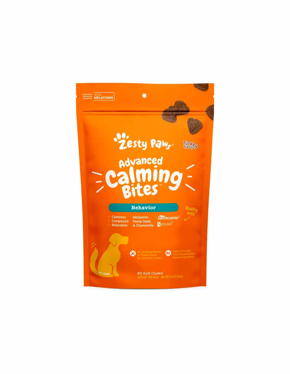 Zesty Paws Advanced calmantes masticables para perros sabor a pavo, 60 unidades