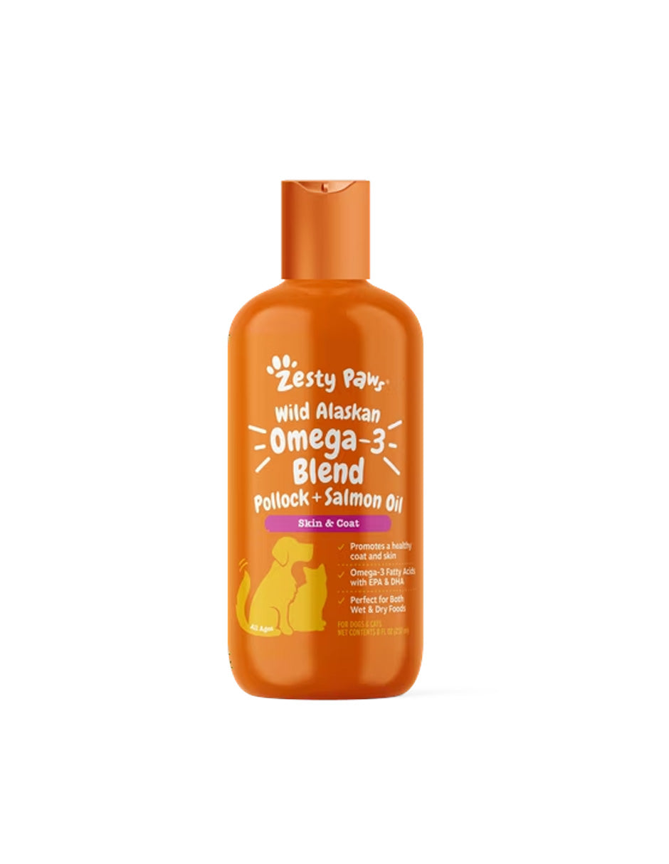 Zesty Paws wild alaska Aceite de salmón para gatos y perros 237ml