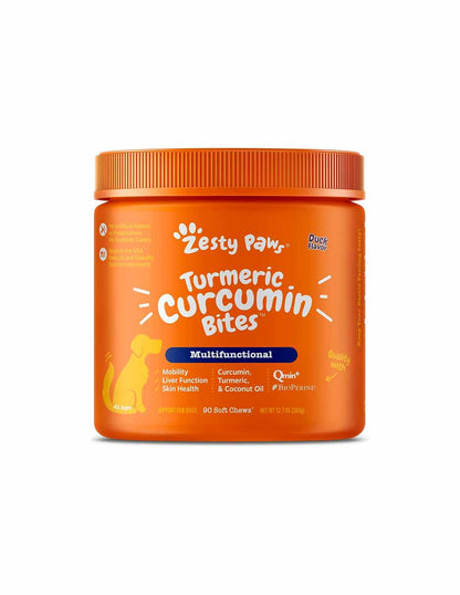 Zesty Paws Bites de cúrcuma para perros apoya la salud cardiovascular 90 unidades