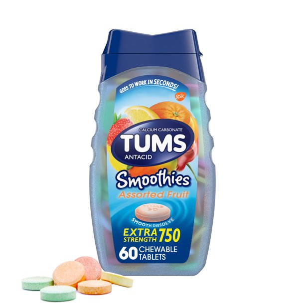 Tums Smoothies Surtido de frutas Extra fuertes 60 tabletas