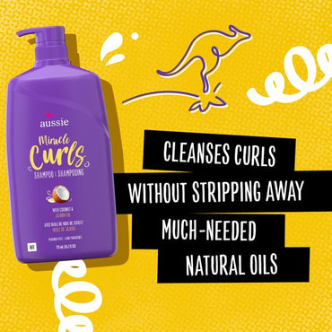 Aussie Miracle Curls Champú con aceite de coco y jojoba, sin parabenos 778ml