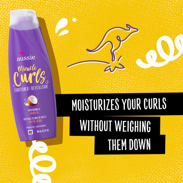 Aussie Miracle Curls con aceite de coco, acondicionador sin parabenos 360ml