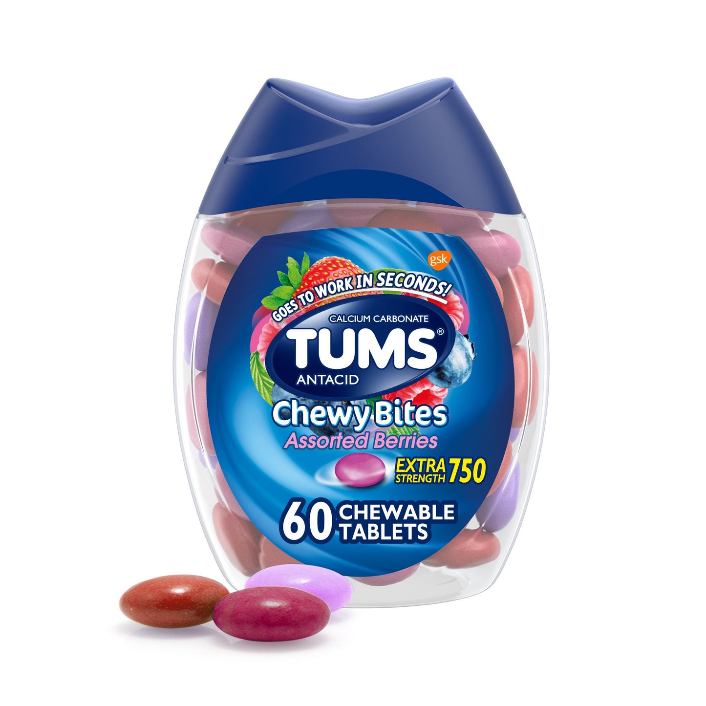 TUMS tabletas antiácidas masticables para el alivio de la acidez 60 unidades