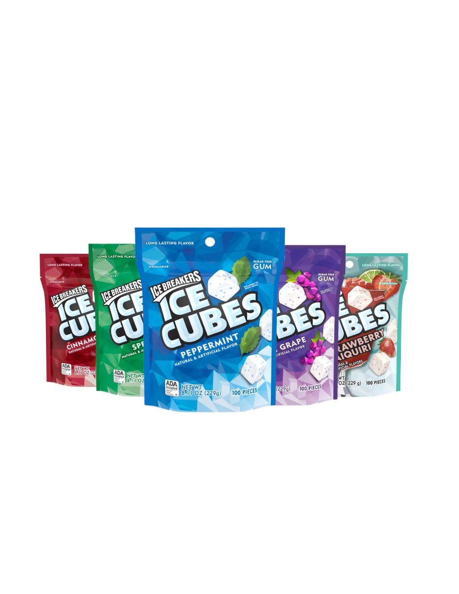 Ice breakers ice cubes chicle sin azúcar 100 piezas (Variedad de sabores)