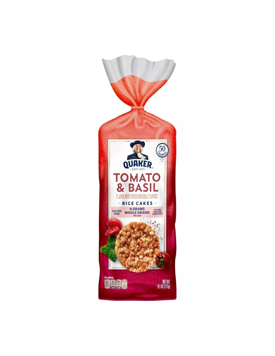 Galletas de arroz Quaker sabor tomate y albahaca 173gr