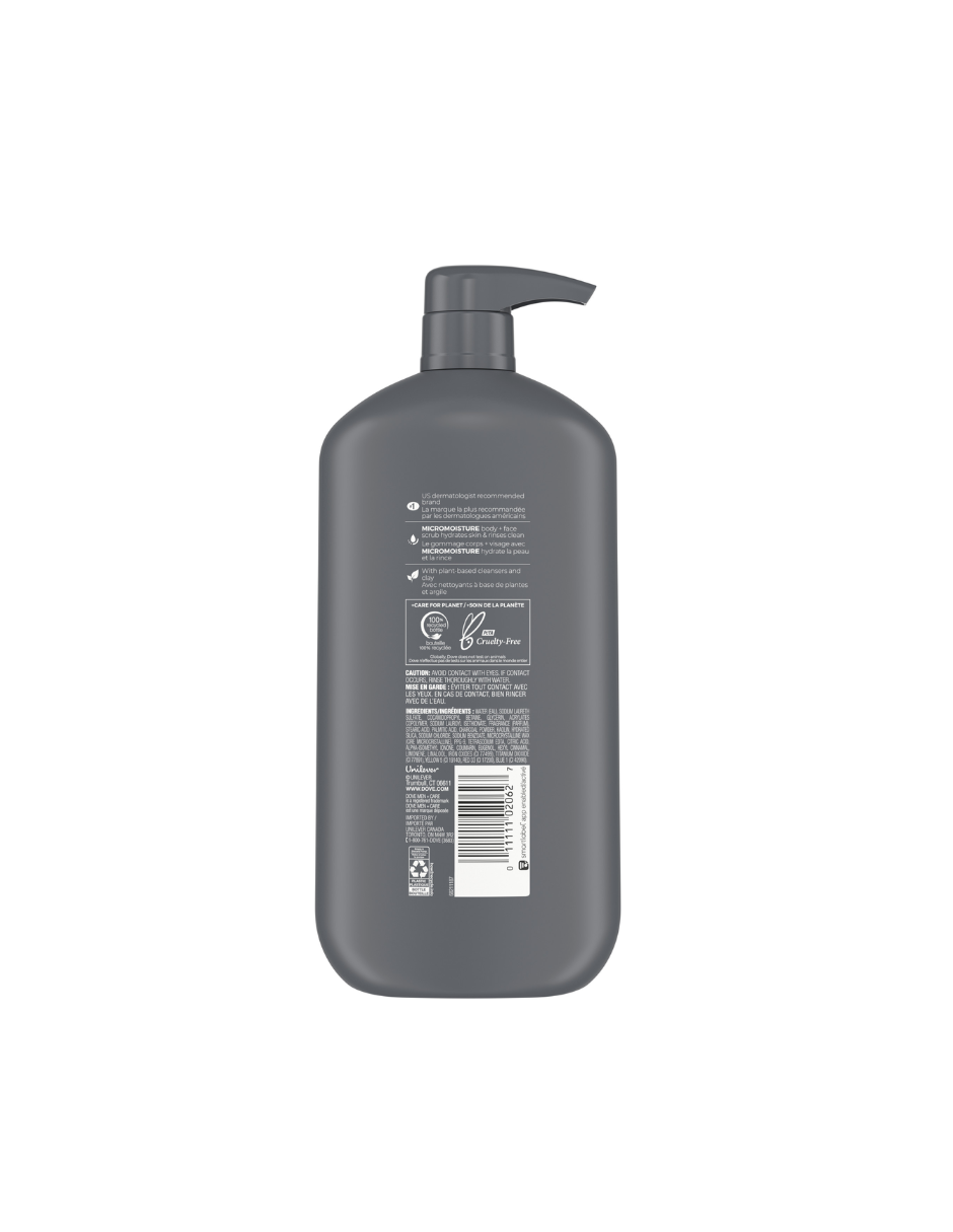 Dove Men+Care Body Wash Carbón + Arcilla 887ml