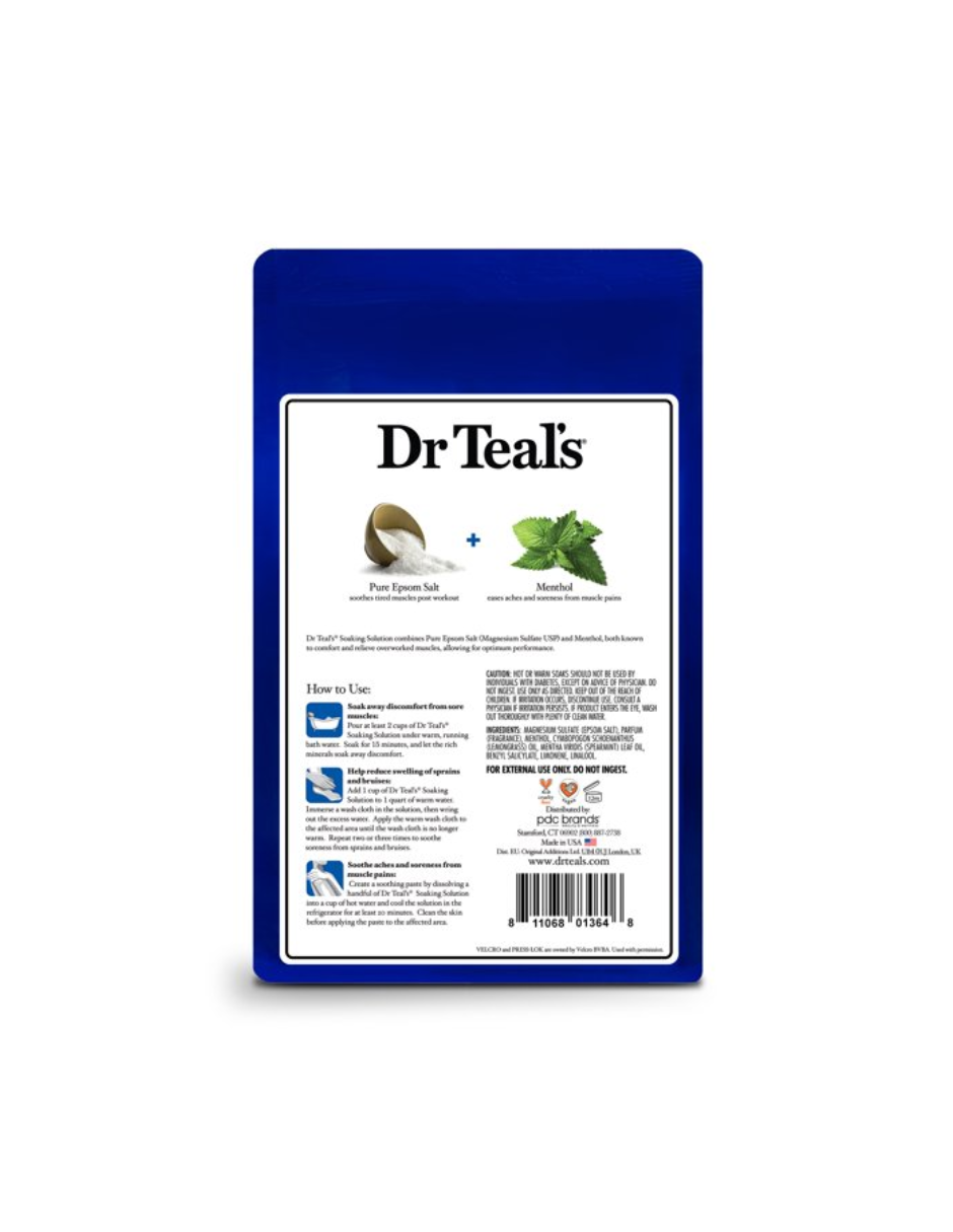 Dr. Teals Epsom Salt con sulfato de magnesio y mentol 1.36kg