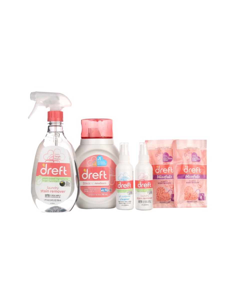 Dreft Bundle of Bliss, incluye detergente para ropa recién nacido, quitamanchas para ropa, limpiador multiusos, potenciador de aroma en lavado