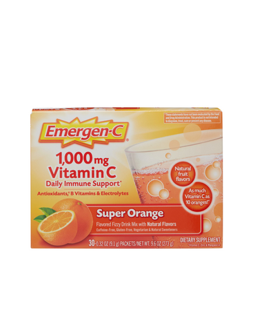 Emergen-C 1000Mg Polvo de vitamina C para apoyo inmunológico Super naranja - 30 unidades