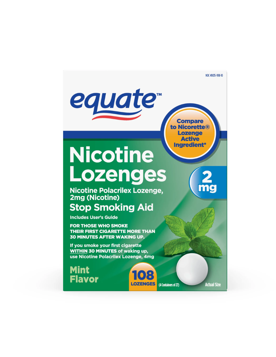 Equate pastillas de Nicotina sabor Menta 4mg, 108 unidades