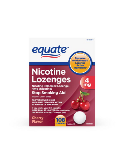 Equate Pastillas de nicotina, 4 mg sabor cereza, 108 unidades