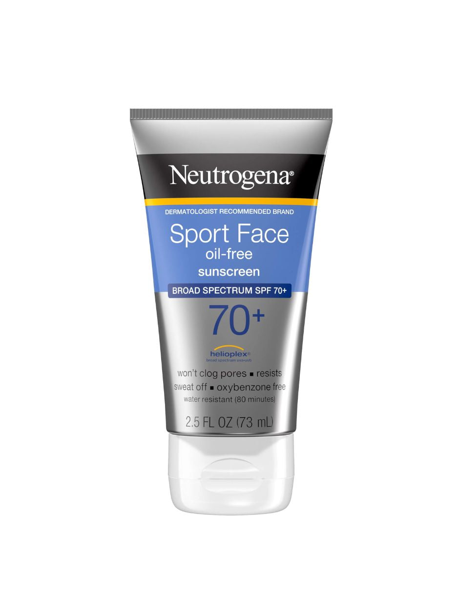 Neutrogena protector solar en loción sin aceite para rostro con SPF 70+ deportivo resistente al sudor y agua 73ml